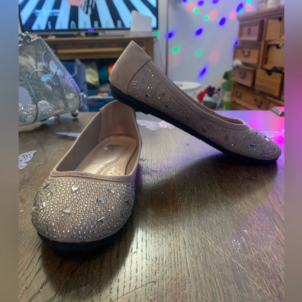Link Comfort Girls' Embellished Ballet Flats - Blush